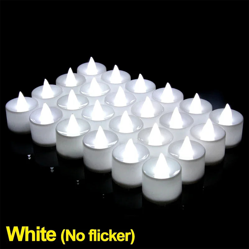 Fake LED Tea Light Flameless Candle, Battery Operated Lamp for Wedding Birthday Home Candlestick Ornament