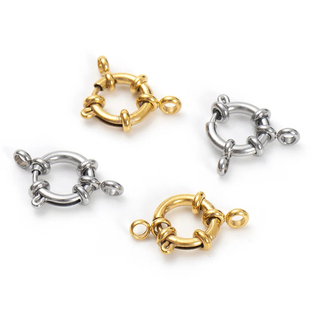4pcs Stainless Steel Gold Round Spring Ring Clasp Necklace Link Connector for DIY Bracelet Jewelry Making Supplies Accessories
