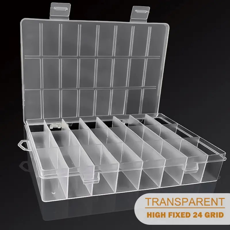 1pc 24 Grids Clear Plastic Storage Box Compartment Organizer For Jewelry Beads Craft Small Parts Home Storage Part