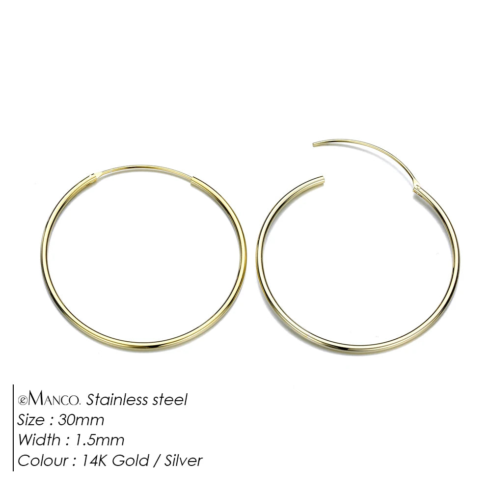 EMANCO Fashion Gold Size Circle Earrings Women's Jewelry Accessories Classic Stainless Steel Earrings Wholesale