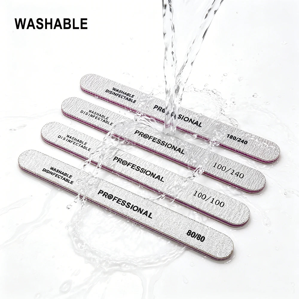 5/10pcs Nail Files Multi Grit Grey Zebra Straight Washable Double Sided Emery Board for Thick Nail Shaping & Removal