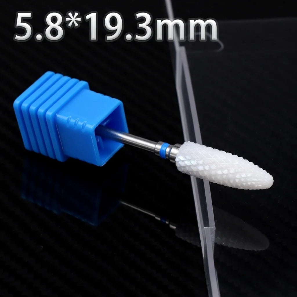 Long Ceramic Nail Drill Bit 3/32" Rotary Burr Bits For Manicure Pedicure Electric Drill Accessories Nail Tools Milling Cutt