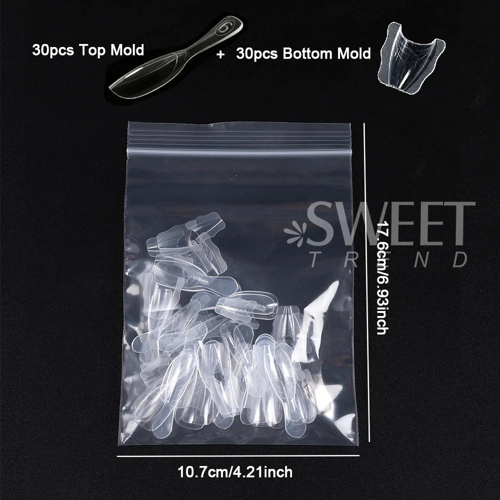 SWEET TREND-Sandwich Dual Nail Forms 15 Size 60pcs Oval Extension Dual Form Top/Bottom Nail Forms DIY Manicure Extensions Tool