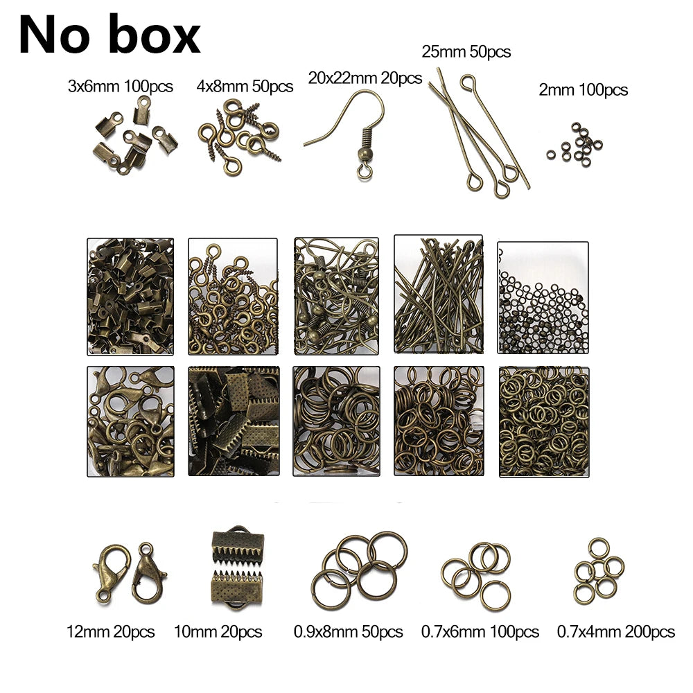 Alloy Accessories Jewelry Findings Set Repair Tools Lobster Clasp Open Jump Rings Earring Hooks for DIY Jewelry Making Supplies