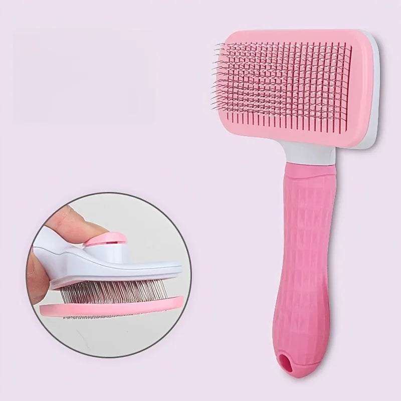1 Cat and Dog Self-Cleaning Rake Brush, Pet Skin Friendly Beauty Brush, For Hair Removal of Dogs and Cats, Easy to Disassemble