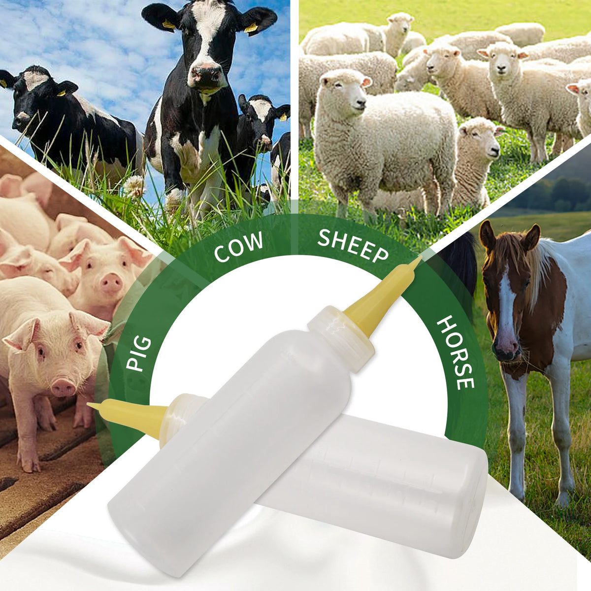 1/2/5PCS 450ML Lamb Milk Bottle Feeding Bottle Small Animals Lamb Nursing Bottles With Soft Nipple for Lamb Calf Bull Cow