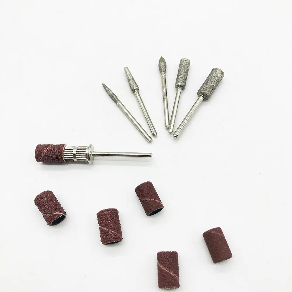 6Pcs/Sets Nail Drill Bits Kit Polish Tips Electric Nail File Bit Replace Sandpaper Sanding Bands Manicure Tools