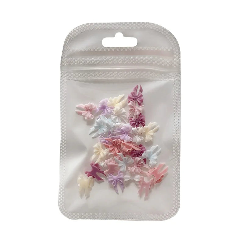 30Pcs Soft Acrylic Ribbon Bow Tie Nail Art Charms Accessories For Manicure Decor Sweet Girl Nails Decoration Supplies Material
