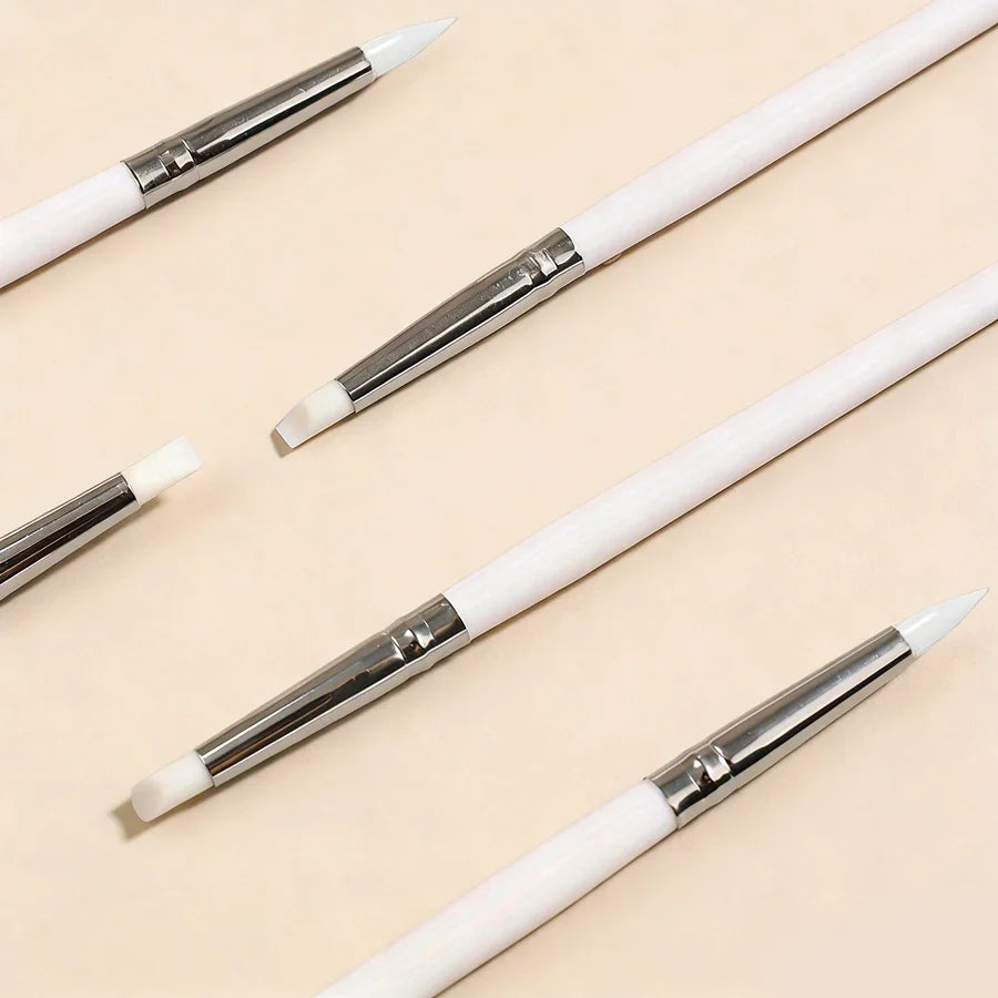 5Pcs/Set Professional Silicone Nail Brushes for UV Gel Polish 3D Nail Art DIY Dotting Tools Manicure Pens