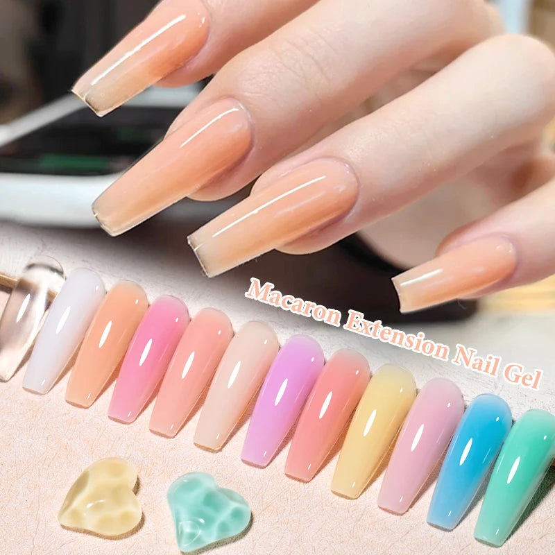 20ml Macaron Extension Nail Gel Polish Acrylic Nail Extension Finger Quick Extend Camouflage Building Soak Off UV Nail Supplies