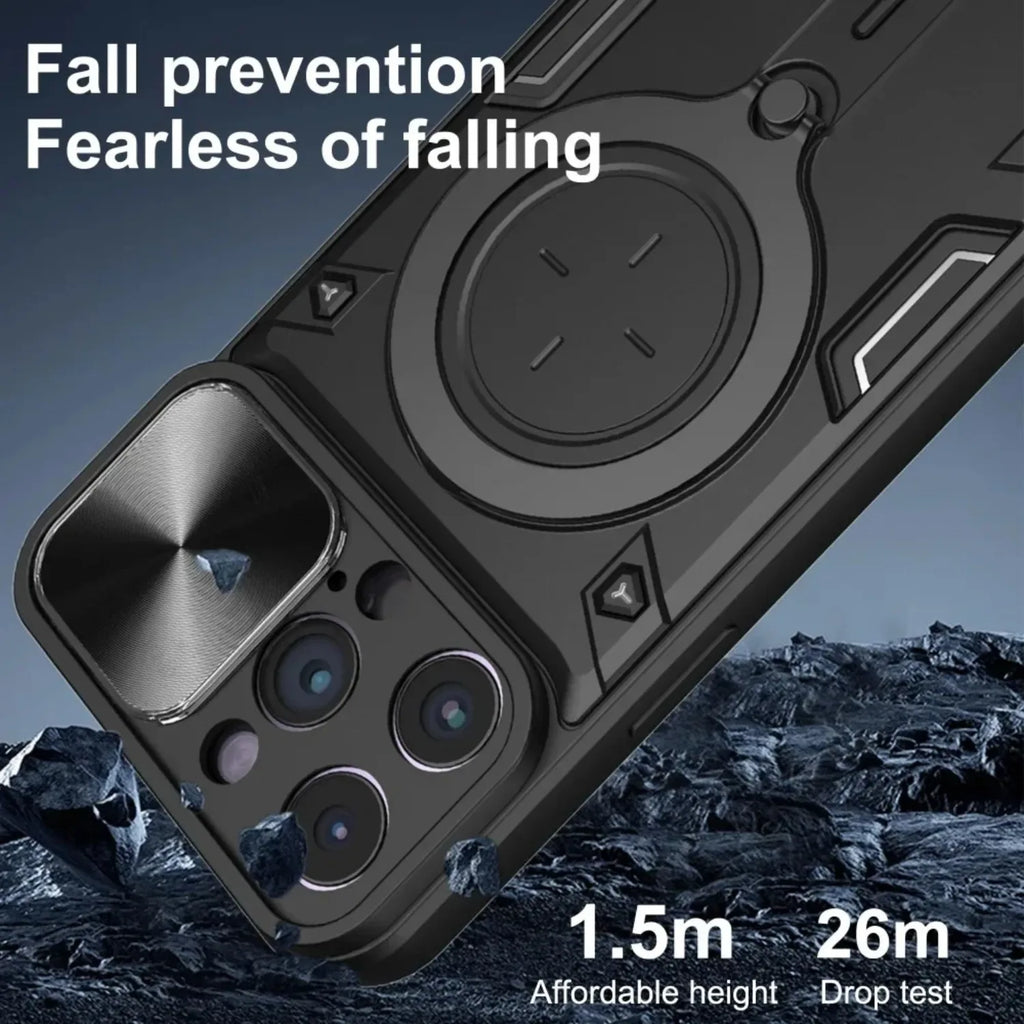 Case for iPhone 15 14 13 12 11 Pro Max 15 Plus XR XS 8 7   Slide Camera Protection 360 Rotate Kickstand Armor Ring Cover