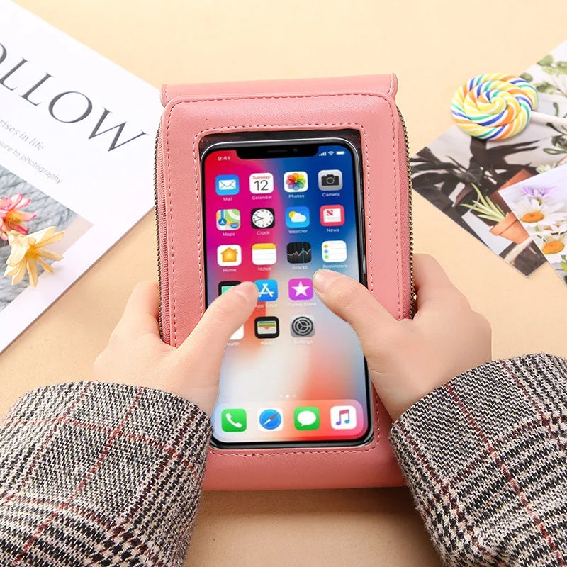 Homefish Women Touchscreen PU Leather Crossbody Mobile Phone Bag Multi Card Holder Mini Wallet For Daily Travel Outdoor Use