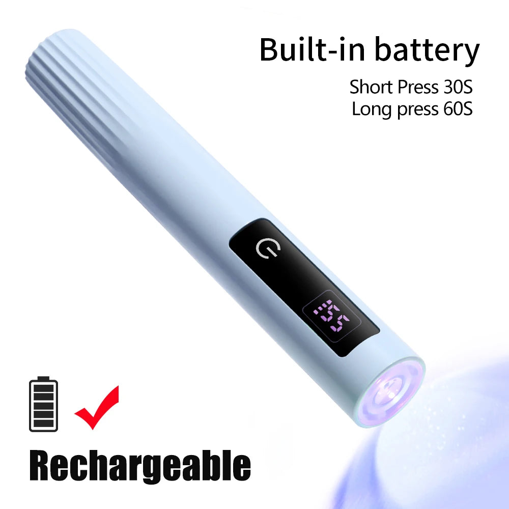 YIKOOLIN Mini Handheld UV Light Nail Lamp with Stand Handheld UV Light with Display for Gel Nail Rechargeable USB Nail Dryer