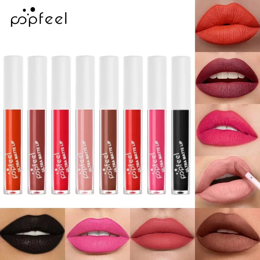 Punk Black Matte Liquid Lipstick Waterproof Long Lasting Party Lip Glaze Cosplay Velvet Nude Lip Tint Halloween Lip Makeup