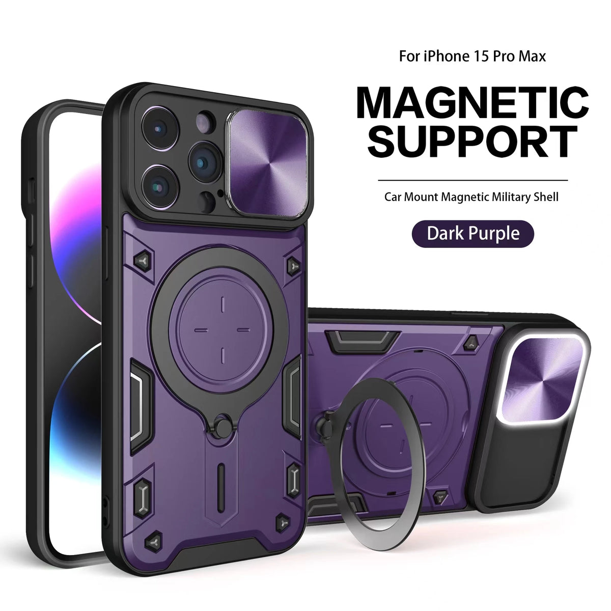 Case for iPhone 15 14 13 12 11 Pro Max 15 Plus XR XS 8 7   Slide Camera Protection 360 Rotate Kickstand Armor Ring Cover