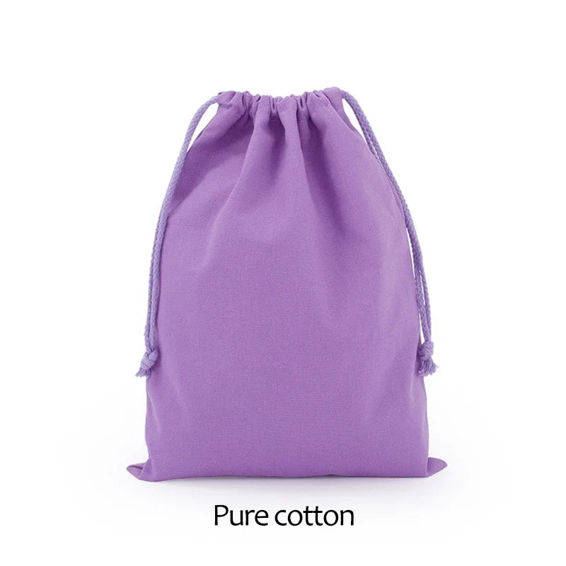 Cotton Cloth Gift Packaging Bag Drawstring Storage Bags White Canvas Bags for Candy Reusable Pouch Home Sundries Organize Sacks