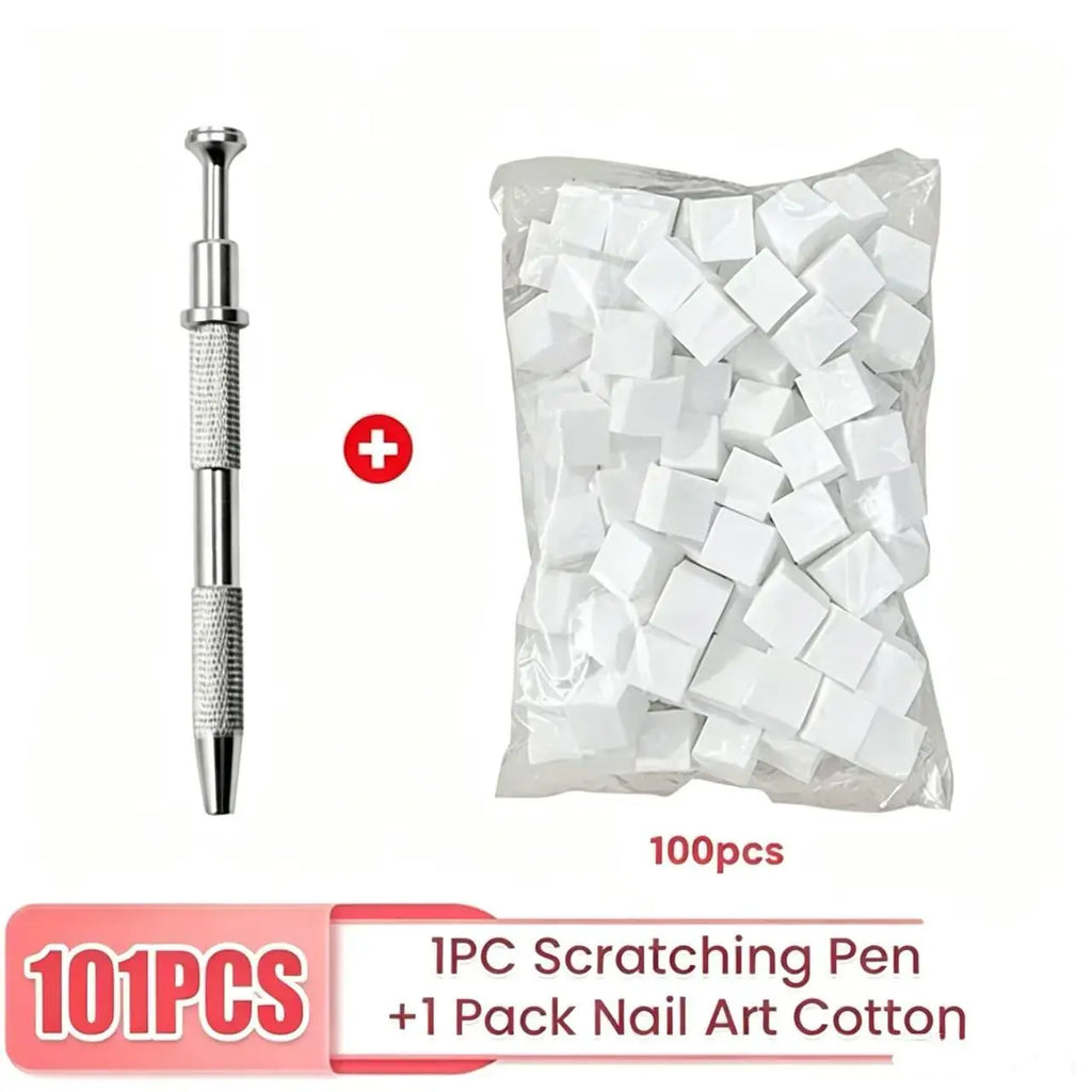 100Pcs Nail Art Sponge with 1 Grab Pen Set Manicure DIY Creative Nail Sponge Gripper Tool Sponge Gradient Nail Art Tools