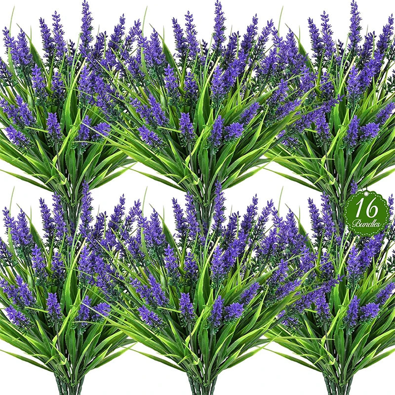2/4/6Pcs 35cm Artificial Plants-UV-Resistant Faux Monkey Grass Plastic Flower Shrubs Home Outdoor Courtyard Wedding Party Decor
