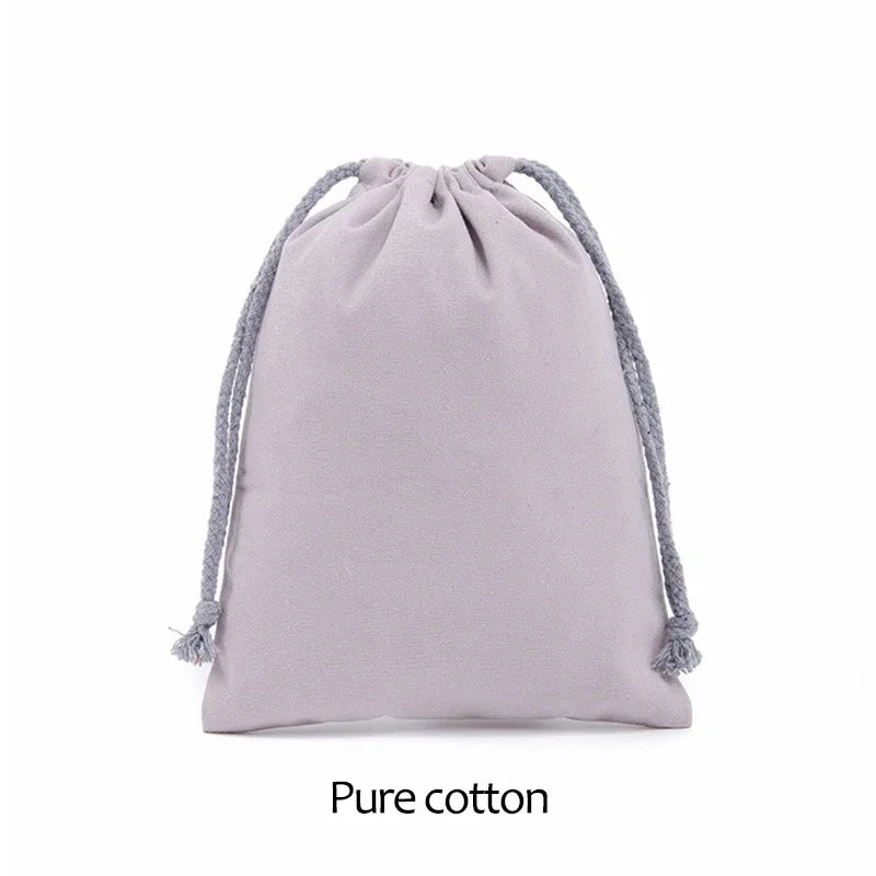 Cotton Cloth Gift Packaging Bag Drawstring Storage Bags White Canvas Bags for Candy Reusable Pouch Home Sundries Organize Sacks