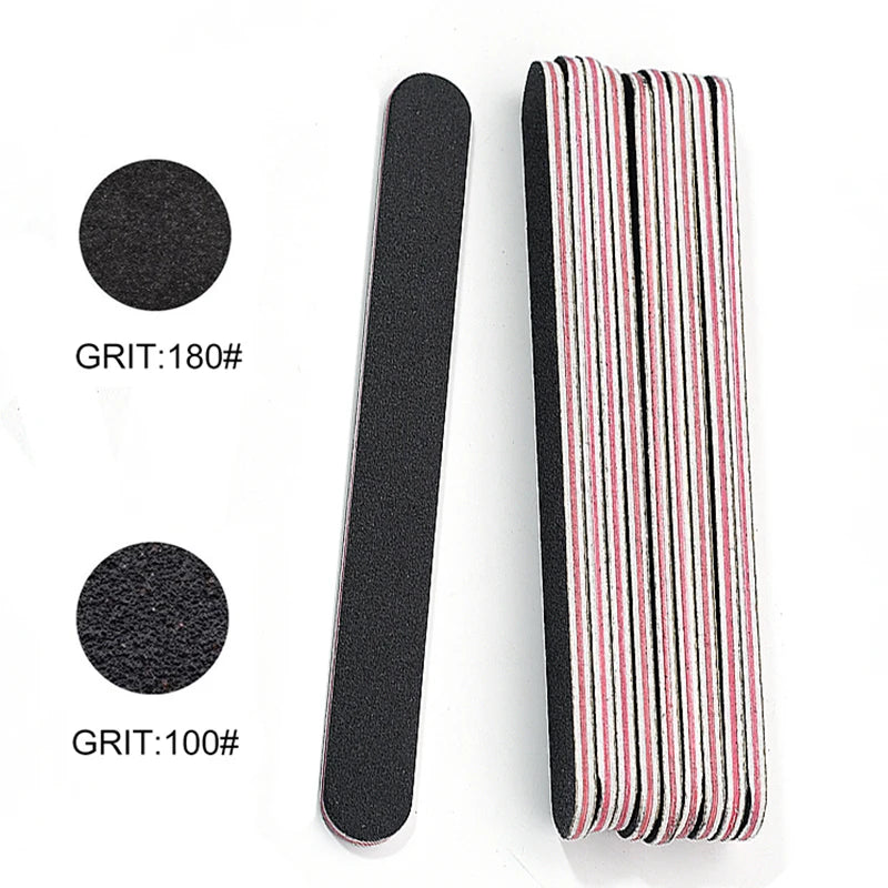 12Pcs Professional Nail File and Buffer Set 10pcs 100/180 Grit Emery Boards 2pcs 4 Way Buffing Blocks Manicure Nail Care Tools