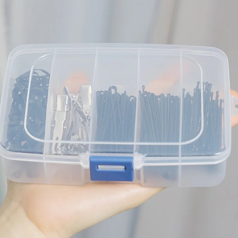 5/6 Compartment Storage Box Beauty Hair Tool Storage Small Box Rubber Band Card Hair Accessory Portable Divided Box with Buckle