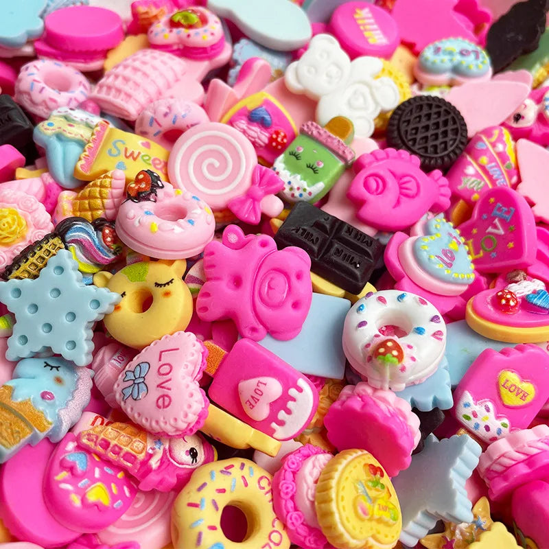 20pcs/Lot Random Candy Cute Mixed Resin Sweets Flatback for DIY Crafts Jewelry Making Supplies Ornamen Accessories Materials