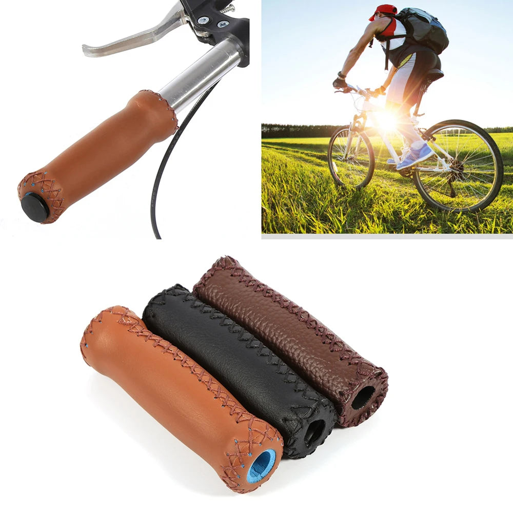 Bike Mountain Bike Artificial Leather Leather Bicycle Grips Retro Cycling Grip Vintage Bicycle Grips Bicycle Handlebar Grips
