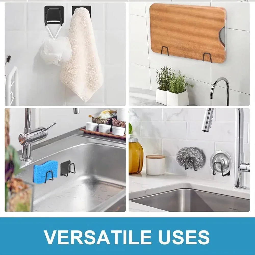 Kitchen Sponges Holder Self Adhesive Sink Sponges Drain Drying Rack Stainless Steel Holder Sink Organizer Kitchen Accessories