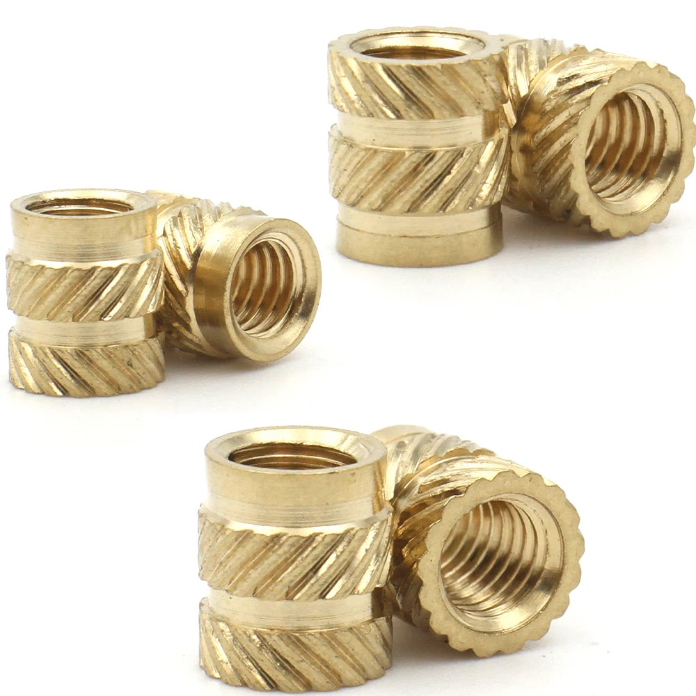 10/15/20/40/50/100pcs M1 M1.2 M1.4 M2 M2.5 M3 M4 M5 M6 M8 Thread Knurled Brass Heat Insert Nut Copper Embedment Embed Parts Nuts