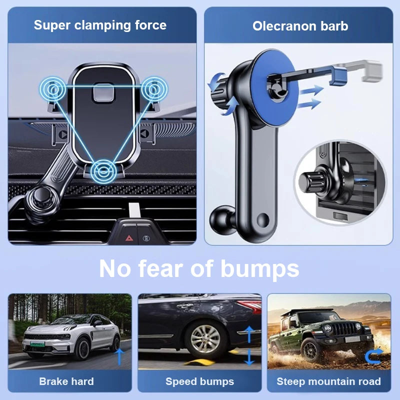 BLALION Car Phone Holder Gravity GPS Support 360 Degree Rotatable Anti Shaking Car Air Vent Mount For IPhone Pro Xiaomi Samsung