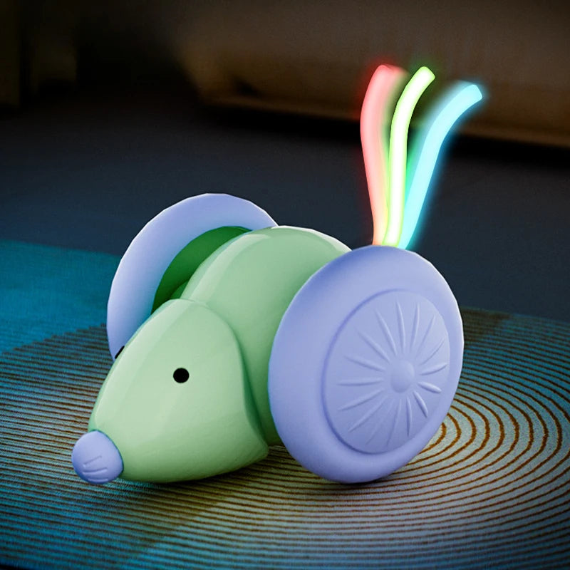 Interactive Cat Toy Electric Mouse Car Automatic Teaser Kitten Pet Toys Rechargeable Intelligent Obstacle Avoidance Cat Car Toy