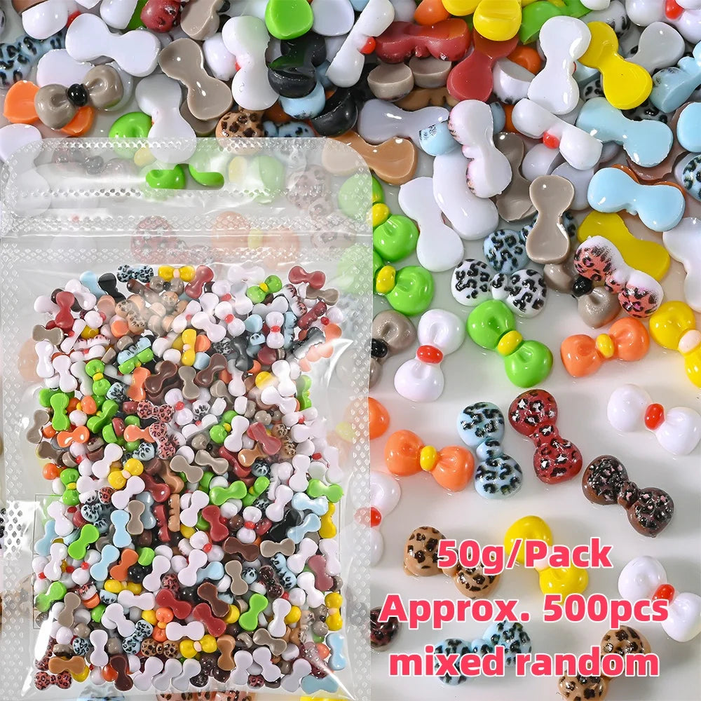 500-600pcs Bow Flower Nail Art Resin Decorations Mix Shapes Nail Charms Press on Manicure Supplies Jewelry Kawaii Accessories *&