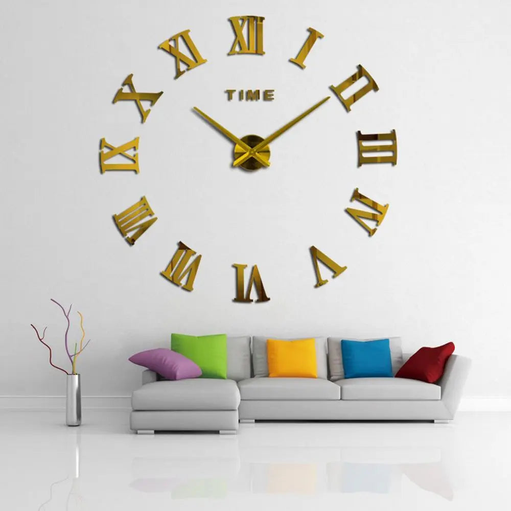 1PC 3D Roman Numerals Mirror Surface Wall Sticker Wall Clock Acrylic Sticker For Office Home Decor