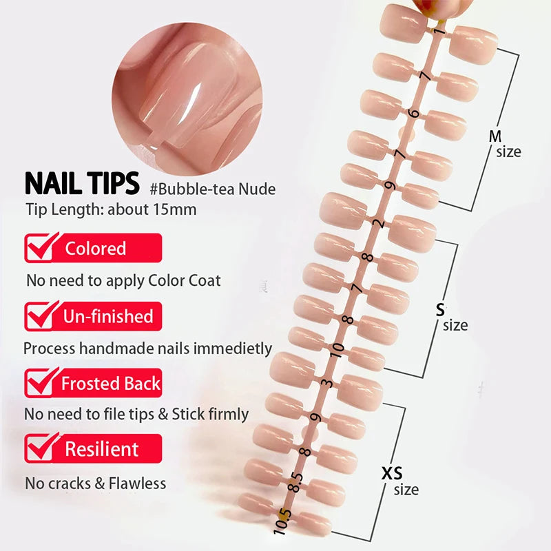30Pcs Nude Color Fake Nail Fashion Press On Quick Extension Matte Wearable False Nails Natural Multi-Style Full Cover Nail Tips