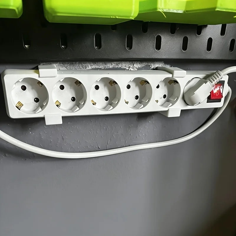 2Pcs 3D Printed Outlet Fixer, White/Black Wall-Mounted Power Strip Holder, Sturdy Cable Manager with Cable Ties