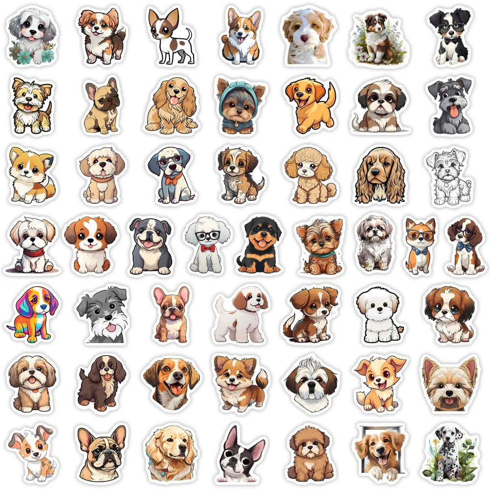 Cute Cartoon Puppy Dogs Stickers Kawaii Pet Animals DIY Kid Toys Gift Decal for Laptop Scrapbook Phone Journal Bottle Waterproof