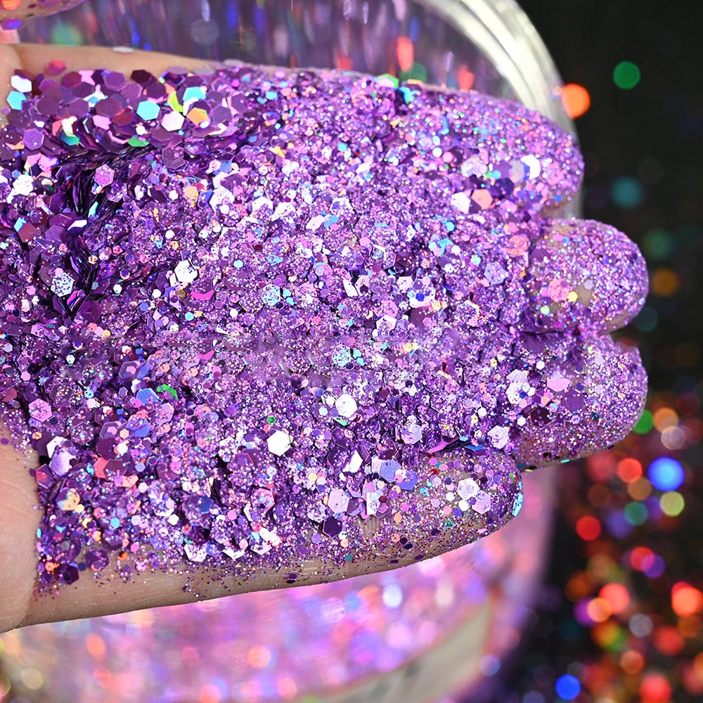 50g Christmas Red Chunky Glitter Sequins Mixed-Size Loose Bulk Chunky Glitter Nail Sequins Holographic Hexagon Flakes &*&