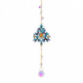 Crystal Christmas Tree Suncatcher Hanging Ornament with Rainbow Prism Ball, Sparkling Window Decor for Home Garden Gift