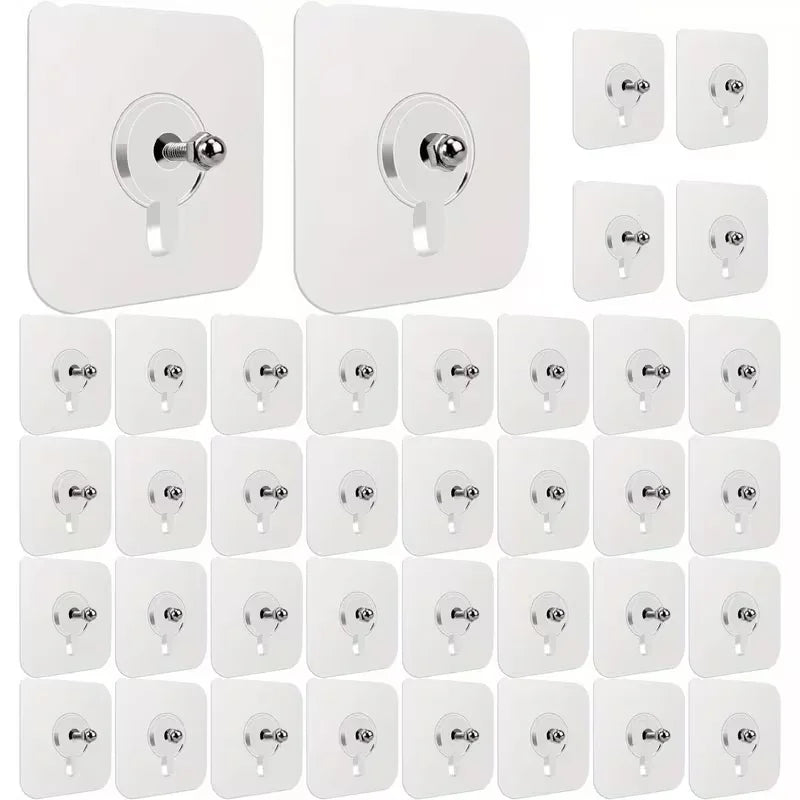 Adhesive Wall Hooks - No Nails/Sticky Wall Hangers Self-Adhesive Hooks Transparent  Waterproof Sticky  Invisible TracelessHooks