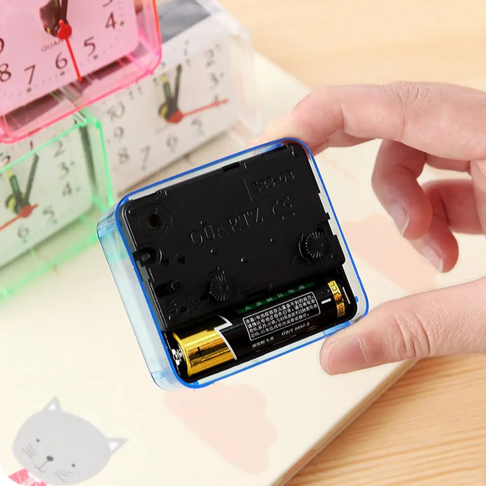 Small Silent Bedroom Bedside Office Alarm Clock Square Quartz Home Room Decoration