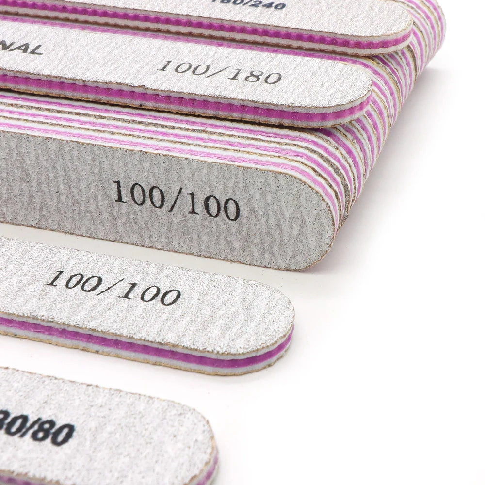 5/10pcs Nail Files Multi Grit Grey Zebra Straight Washable Double Sided Emery Board for Thick Nail Shaping & Removal