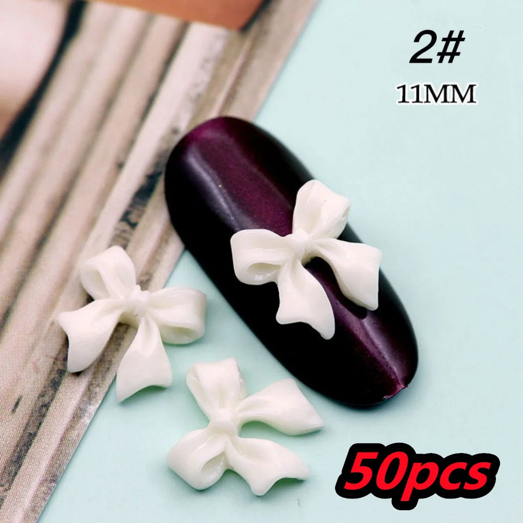 50Pcs 3D Gold/Silver Alloy Ribbion Bowknot Nail Charms 10x11mm Alloy Bowknot Nail Art Decor 3D Luxury Alloy Bow Manicure Parts