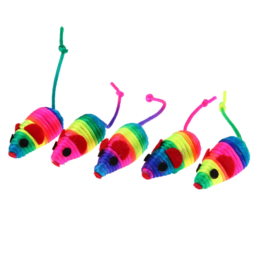 5pcs False Mouse Cat Toy Tear Resist Multicolor Mouse Cat Toys Reusable Mini Rope Mouse Toy for Pet Training Accessories Tool