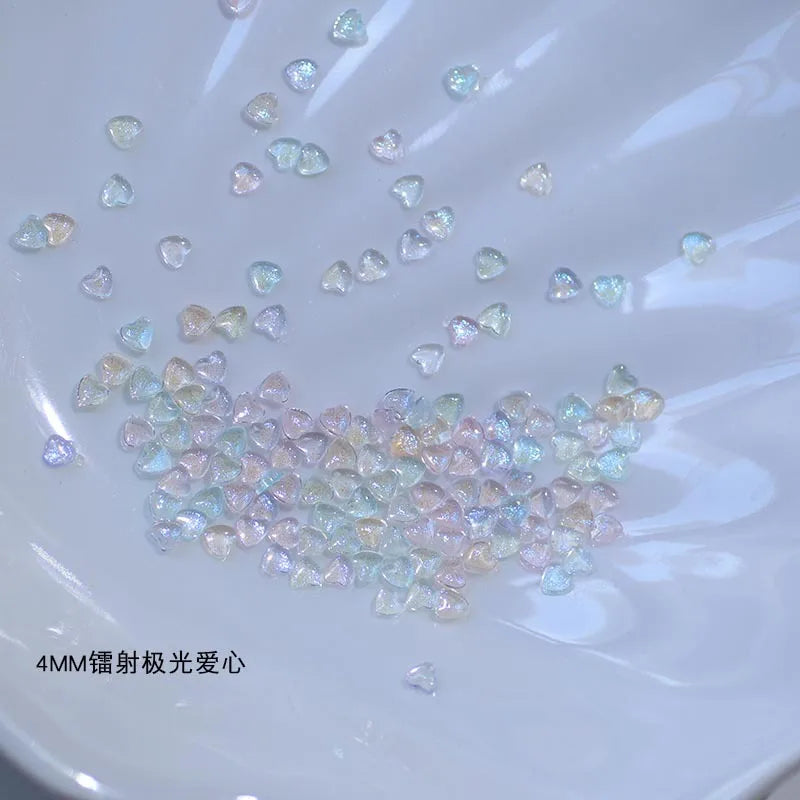 50pcs Kawaii Accessories Resin Nail Art Charms Cartoon Heart Nail Decorations Mixed Size Bulk Manicure Rhinestones Jewelry DIY