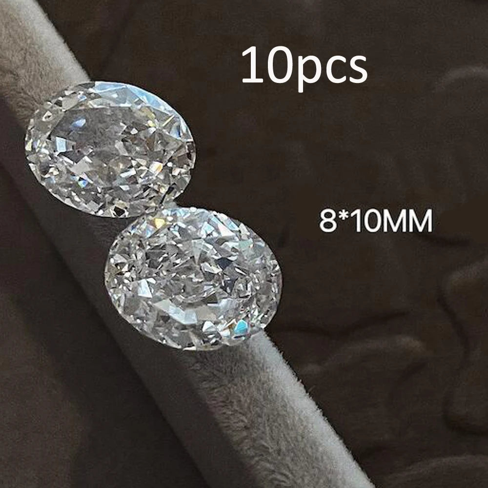 10pcs/bag Large Eggs Clear Zircon Nail Rhinestones Big/Small Square Oval Transparent Nail Art Charms Sparkle Manicure Decoration