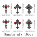 10pcs/pack Punk Style Three-Dimensional Cross Personalized Nail Art Alloy Decoration, Halloween Dark Style Cross DIY Decoration