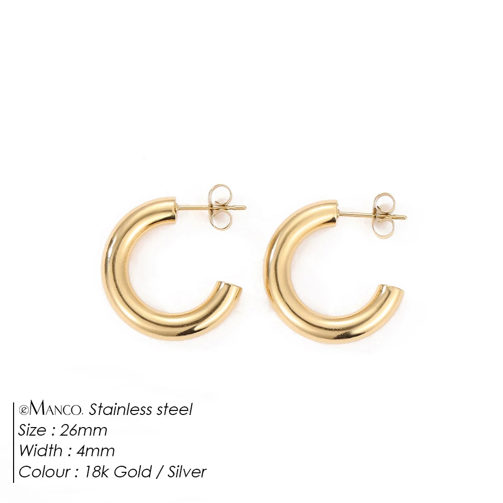 EMANCO Fashion Gold Size Circle Earrings Women's Jewelry Accessories Classic Stainless Steel Earrings Wholesale