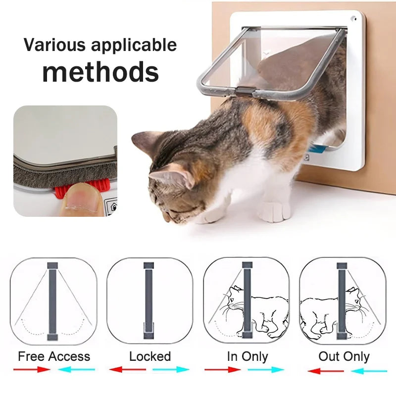 1 set, four-way safety lock flip door | weatherproof PVC pet door, suitable for cats and dogs, cat doors, dog doors