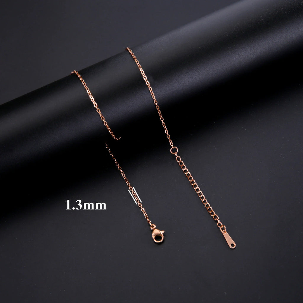 Lucktune Stainless Steel Width 1.3MM Chain O Shape Thin Chain Necklace Minimalist Necklace Chain Women Bohemian Jewelry Gift