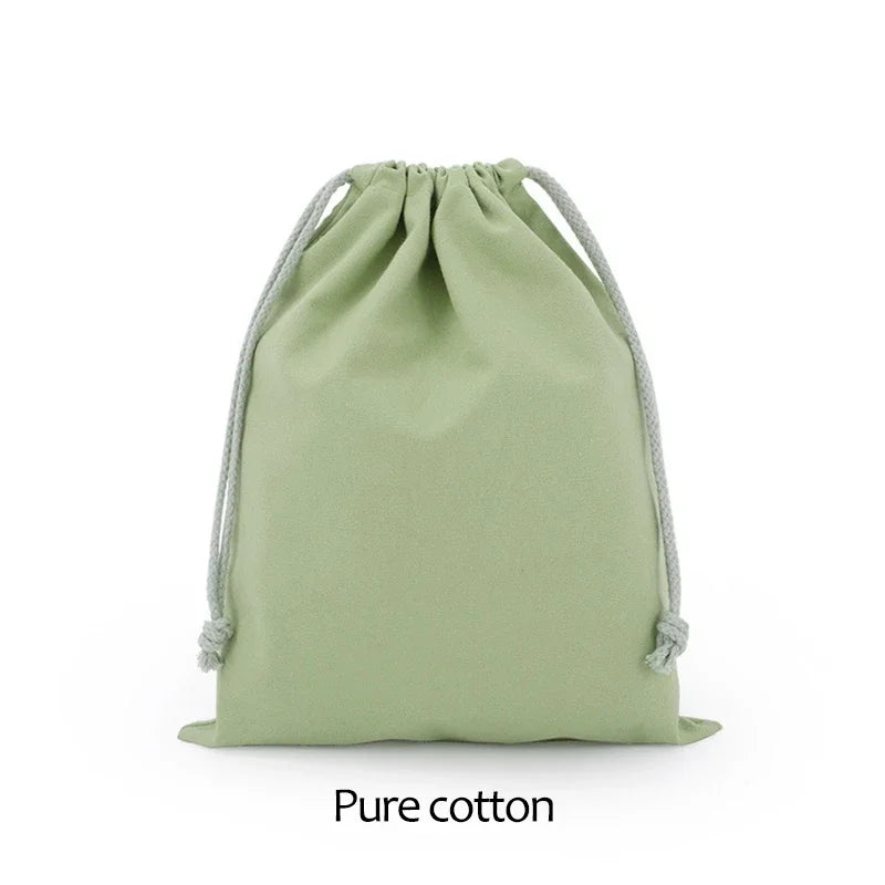 Cotton Cloth Gift Packaging Bag Drawstring Storage Bags White Canvas Bags for Candy Reusable Pouch Home Sundries Organize Sacks